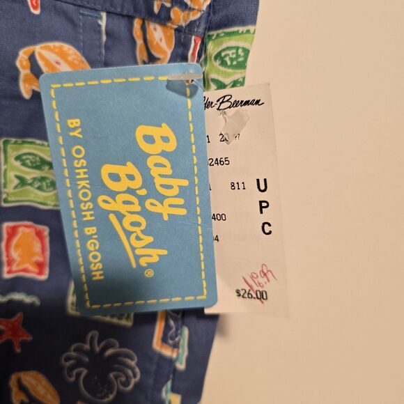 Vintage Baby Oshkosh B'gosh Overalls 12 Month Sea Life Ocean Fish Crab Deadstock - Picture 8 of 10